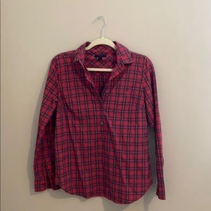 Red Plaid Button Up Top